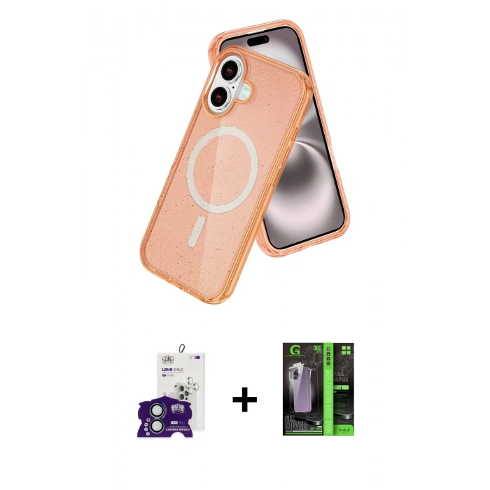 MARSİLYAN™- iPhone 16 Kılıf Nova Asil Prime - Şeffaf 360 Full Body Arka Koruyucu + Bilvis Titan Kamera Lens - YL