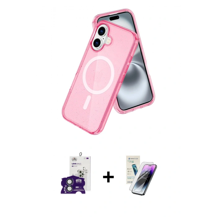 MARSİLYAN™- iPhone 16 Kılıf Nova Asil Prime - Şeffaf Pasifik Cam Ekran Koruyucu + Bilvis Titan Kamera Lens - YL