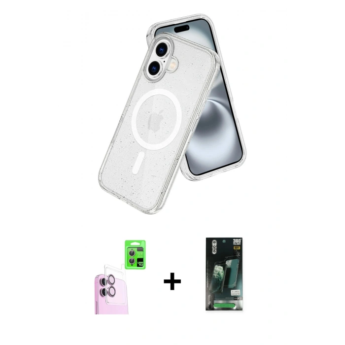 MARSİLYAN™- iPhone 16 Kılıf Nova Asil Prime - Siyah 360 Mat Full Body Arka Koruyucu + Raze Metal Kamera Lens - PE
