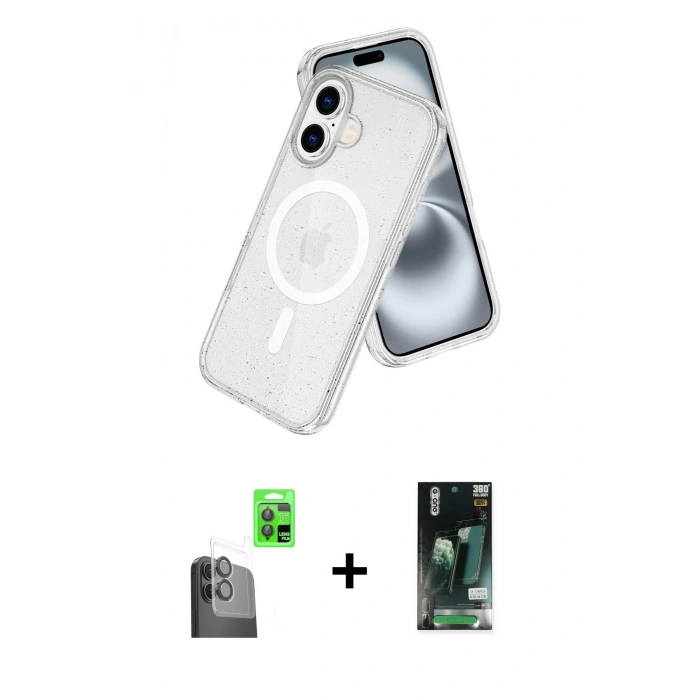 MARSİLYAN™- iPhone 16 Kılıf Nova Asil Prime - Siyah 360 Mat Full Body Arka Koruyucu + Raze Metal Kamera Lens - SH