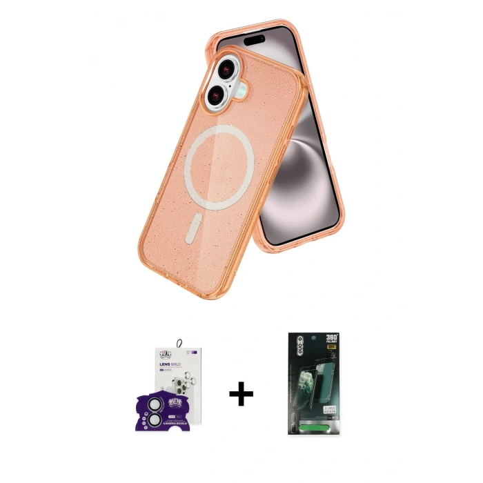 MARSİLYAN™- iPhone 16 Kılıf Nova Asil Prime - Siyah 360 Mat Full Body Arka Koruyucu + Bilvis Titan Kamera Lens - YL