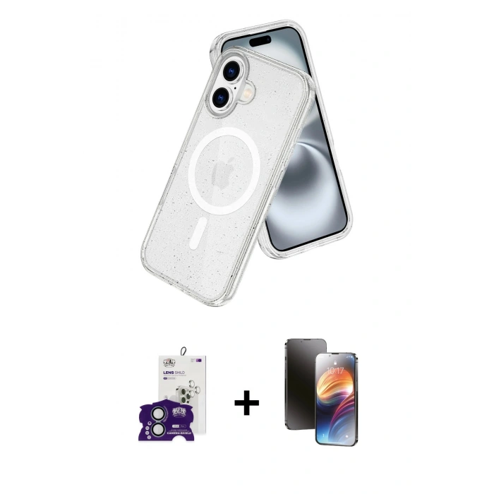 MARSİLYAN™- iPhone 16 Kılıf Nova Asil Prime - Siyah 3D Antistatik Mat Seramik Nano Ekran Koruyucu + Bilvis Titan Kamera Lens - YL