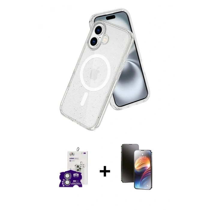 MARSİLYAN™- iPhone 16 Kılıf Nova Asil Prime - Siyah 3D Antistatik Mat Seramik Nano Ekran Koruyucu + Bilvis Titan Kamera Lens - GS