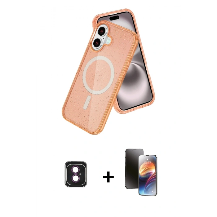 MARSİLYAN™- iPhone 16 Kılıf Nova Asil Prime - Siyah 3D Antistatik Mat Seramik Nano Ekran Koruyucu + PVD Metal Kamera Lens - PE