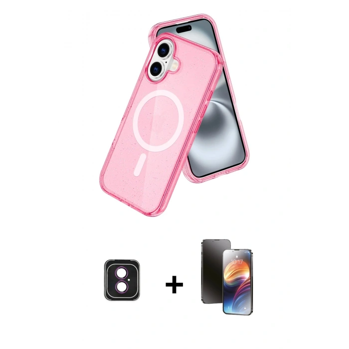 MARSİLYAN™- iPhone 16 Kılıf Nova Asil Prime - Siyah 3D Antistatik Mat Seramik Nano Ekran Koruyucu + PVD Metal Kamera Lens - PE