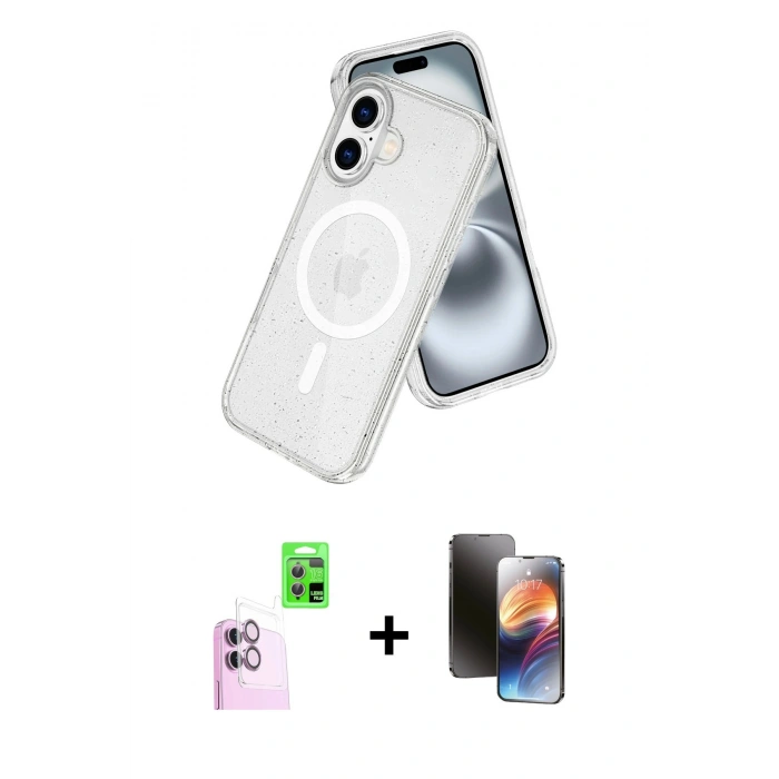 MARSİLYAN™- iPhone 16 Kılıf Nova Asil Prime - Siyah 3D Antistatik Mat Seramik Nano Ekran Koruyucu + Raze Metal Kamera Lens - PE