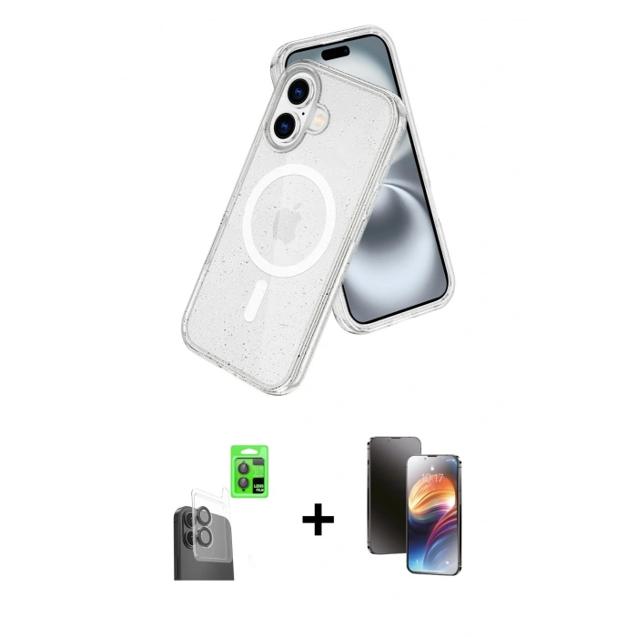 MARSİLYAN™- iPhone 16 Kılıf Nova Asil Prime - Siyah 3D Antistatik Mat Seramik Nano Ekran Koruyucu + Raze Metal Kamera Lens - SH
