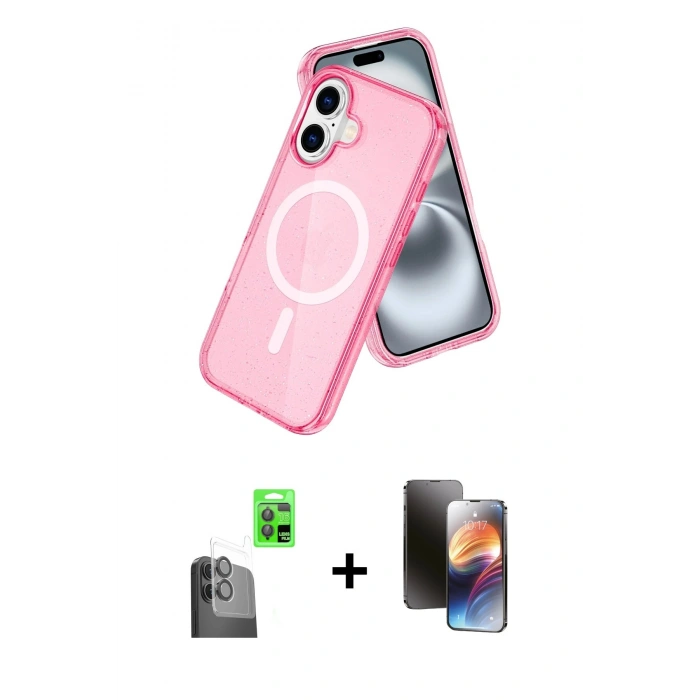 MARSİLYAN™- iPhone 16 Kılıf Nova Asil Prime - Siyah 3D Antistatik Mat Seramik Nano Ekran Koruyucu + Raze Metal Kamera Lens - SH