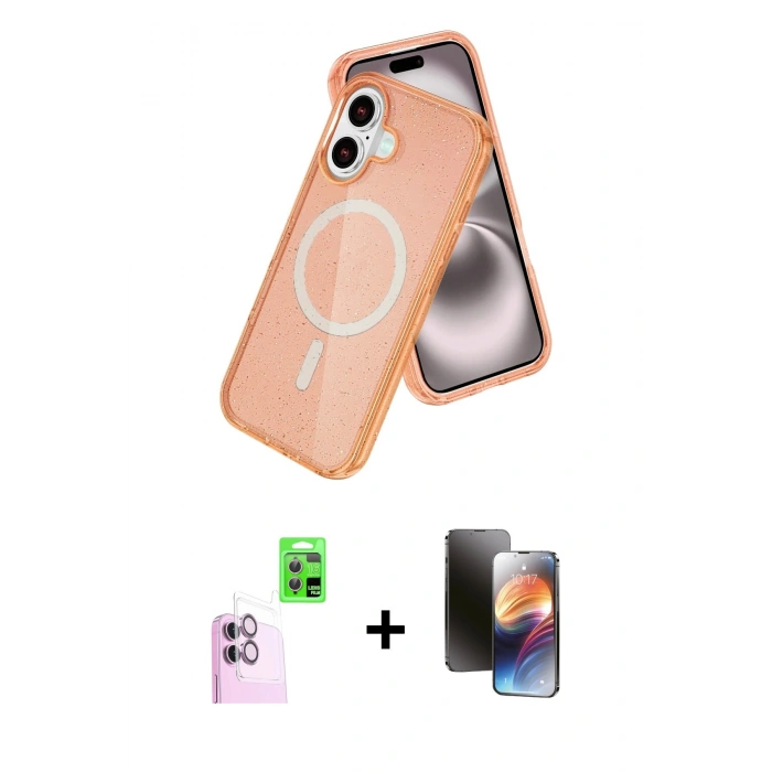 MARSİLYAN™- iPhone 16 Kılıf Nova Asil Prime - Siyah 3D Antistatik Mat Seramik Nano Ekran Koruyucu + Raze Metal Kamera Lens - PE