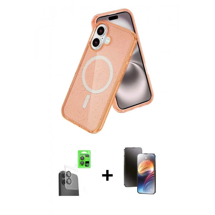 MARSİLYAN™- iPhone 16 Kılıf Nova Asil Prime - Siyah 3D Antistatik Mat Seramik Nano Ekran Koruyucu + Raze Metal Kamera Lens - SH