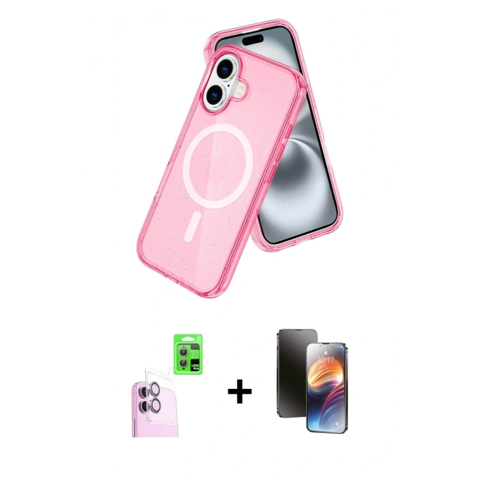 MARSİLYAN™- iPhone 16 Kılıf Nova Asil Prime - Siyah 3D Antistatik Mat Seramik Nano Ekran Koruyucu + Raze Metal Kamera Lens - PE