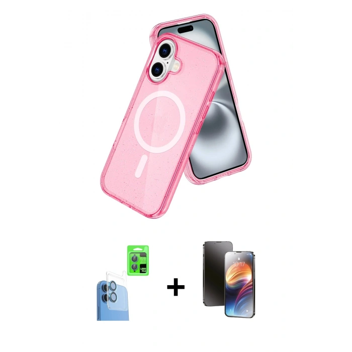 MARSİLYAN™- iPhone 16 Kılıf Nova Asil Prime - Siyah 3D Antistatik Mat Seramik Nano Ekran Koruyucu + Raze Metal Kamera Lens - LT