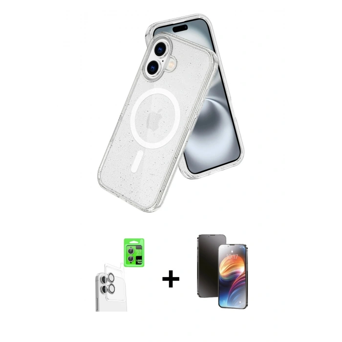 MARSİLYAN™- iPhone 16 Kılıf Nova Asil Prime - Siyah 3D Antistatik Mat Seramik Nano Ekran Koruyucu + Raze Metal Kamera Lens - BZ