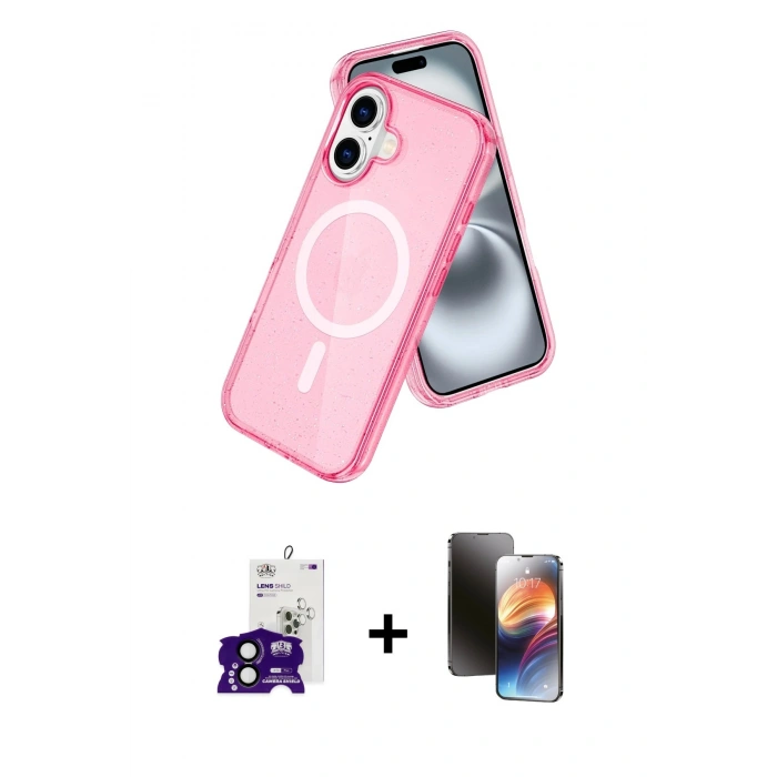 MARSİLYAN™- iPhone 16 Kılıf Nova Asil Prime - Siyah 3D Antistatik Mat Seramik Nano Ekran Koruyucu + Bilvis Titan Kamera Lens - SH