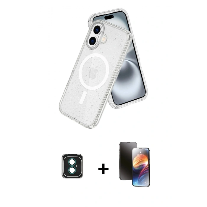 MARSİLYAN™- iPhone 16 Kılıf Nova Asil Prime - Siyah 3D Antistatik Mat Seramik Nano Ekran Koruyucu + PVD Metal Kamera Lens - YL