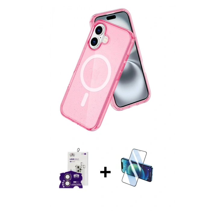 MARSİLYAN™- iPhone 16 Kılıf Nova Asil Prime - Siyah 3D Antistatik Seramik Nano Ekran Koruyucu + Bilvis Titan Kamera Lens - PE