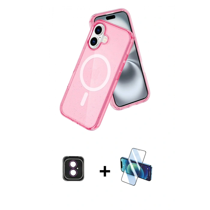 MARSİLYAN™- iPhone 16 Kılıf Nova Asil Prime - Siyah 3D Antistatik Seramik Nano Ekran Koruyucu + PVD Metal Kamera Lens - PE