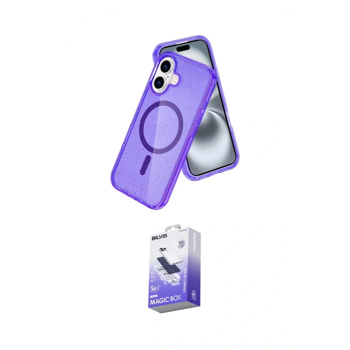 MARSİLYAN™- iPhone 16 Kılıf Nova Asil Prime - Siyah Bilvis 5in1 5D Magic Hayalet Cam Ekran Koruyucu