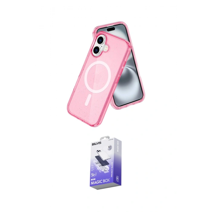 MARSİLYAN™- iPhone 16 Kılıf Nova Asil Prime - Siyah Bilvis 5in1 5D Magic Hayalet Cam Ekran Koruyucu