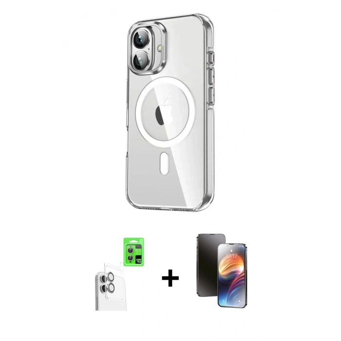 MARSİLYAN™- iPhone 16 Kılıf Nova Doku - Siyah 3D Antistatik Mat Seramik Nano Ekran Koruyucu + Raze Metal Kamera Lens - BZ