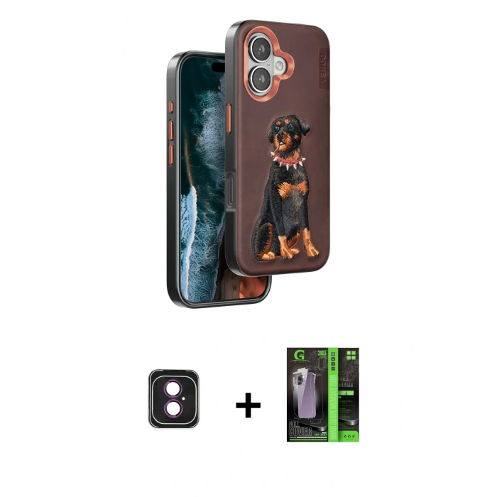 MARSİLYAN™- iPhone 16 Kılıf Nova Form Koleksiyonu - Şeffaf 360 Full Body Arka Koruyucu + PVD Metal Kamera Lens - PE