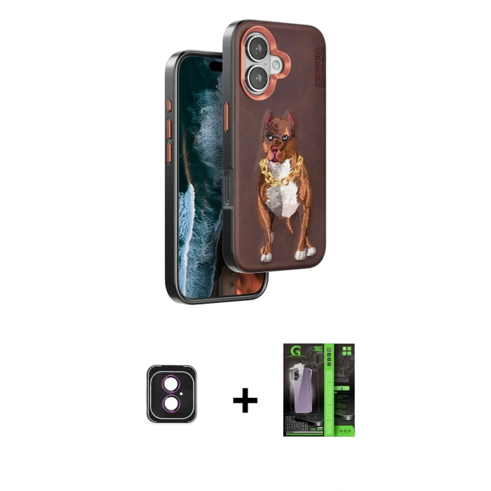 MARSİLYAN™- iPhone 16 Kılıf Nova Form Koleksiyonu - Şeffaf 360 Full Body Arka Koruyucu + PVD Metal Kamera Lens - PE