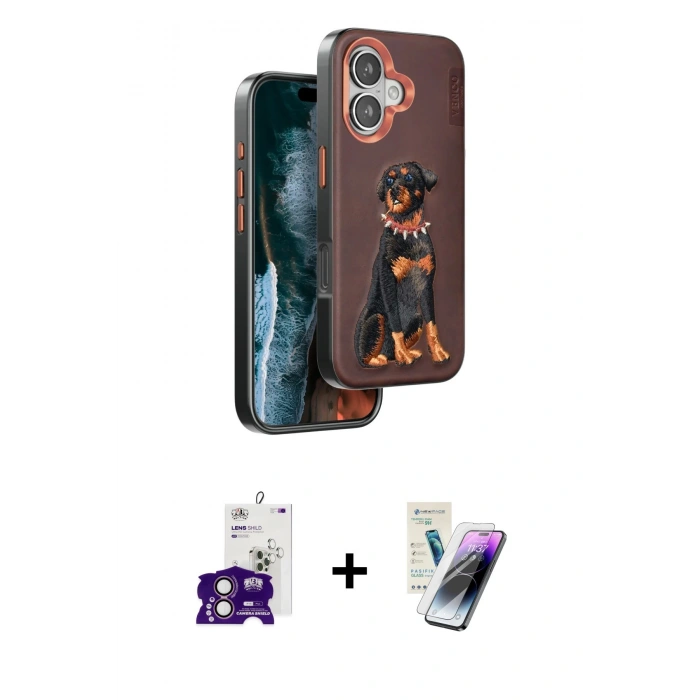 MARSİLYAN™- iPhone 16 Kılıf Nova Form Koleksiyonu - Şeffaf Pasifik Cam Ekran Koruyucu + Bilvis Titan Kamera Lens - PE