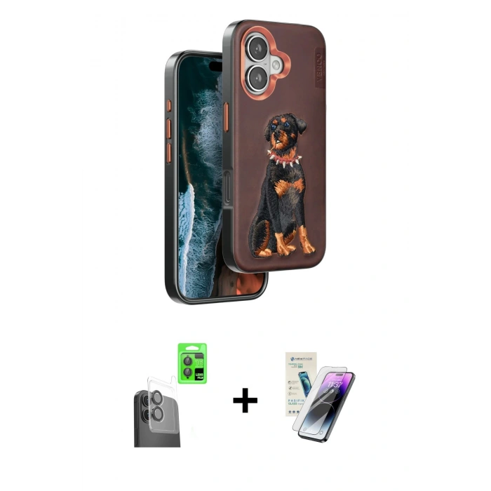 MARSİLYAN™- iPhone 16 Kılıf Nova Form Koleksiyonu - Şeffaf Pasifik Cam Ekran Koruyucu + Raze Metal Kamera Lens - SH
