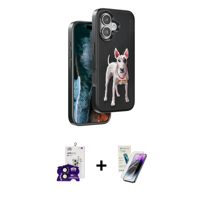 MARSİLYAN™- iPhone 16 Kılıf Nova Form Koleksiyonu - Şeffaf Pasifik Cam Ekran Koruyucu + Bilvis Titan Kamera Lens - SH