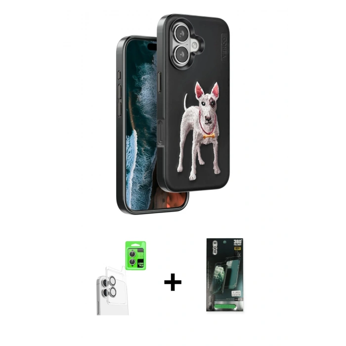 MARSİLYAN™- iPhone 16 Kılıf Nova Form Koleksiyonu - Siyah 360 Mat Full Body Arka Koruyucu + Raze Metal Kamera Lens - BZ