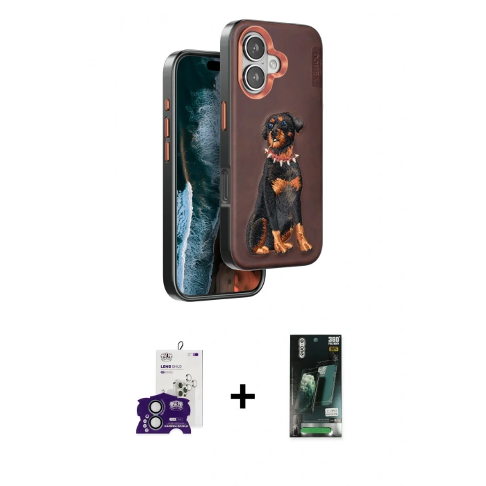 MARSİLYAN™- iPhone 16 Kılıf Nova Form Koleksiyonu - Siyah 360 Mat Full Body Arka Koruyucu + Bilvis Titan Kamera Lens - YL