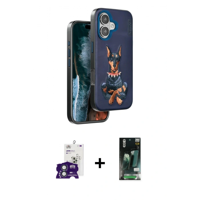 MARSİLYAN™- iPhone 16 Kılıf Nova Form Koleksiyonu - Siyah 360 Mat Full Body Arka Koruyucu + Bilvis Titan Kamera Lens - YL