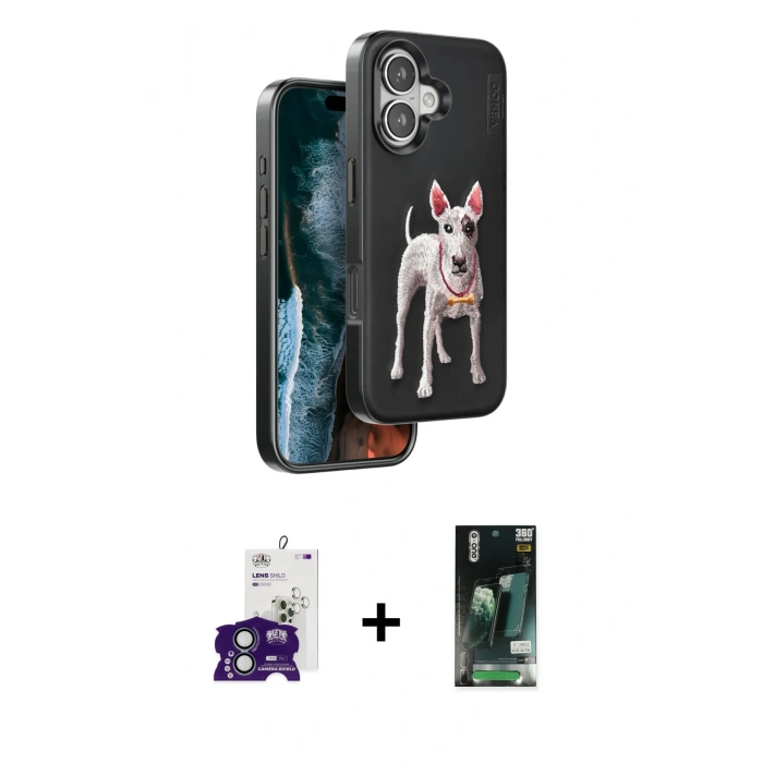 MARSİLYAN™- iPhone 16 Kılıf Nova Form Koleksiyonu - Siyah 360 Mat Full Body Arka Koruyucu + Bilvis Titan Kamera Lens - YL
