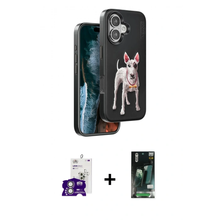MARSİLYAN™- iPhone 16 Kılıf Nova Form Koleksiyonu - Siyah 360 Mat Full Body Arka Koruyucu + Bilvis Titan Kamera Lens - GS