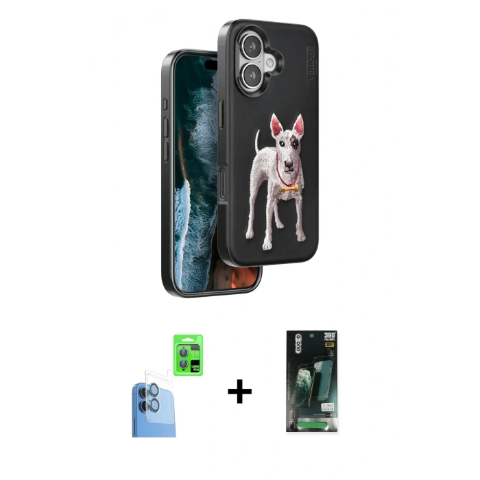 MARSİLYAN™- iPhone 16 Kılıf Nova Form Koleksiyonu - Siyah 360 Mat Full Body Arka Koruyucu + Raze Metal Kamera Lens - LT