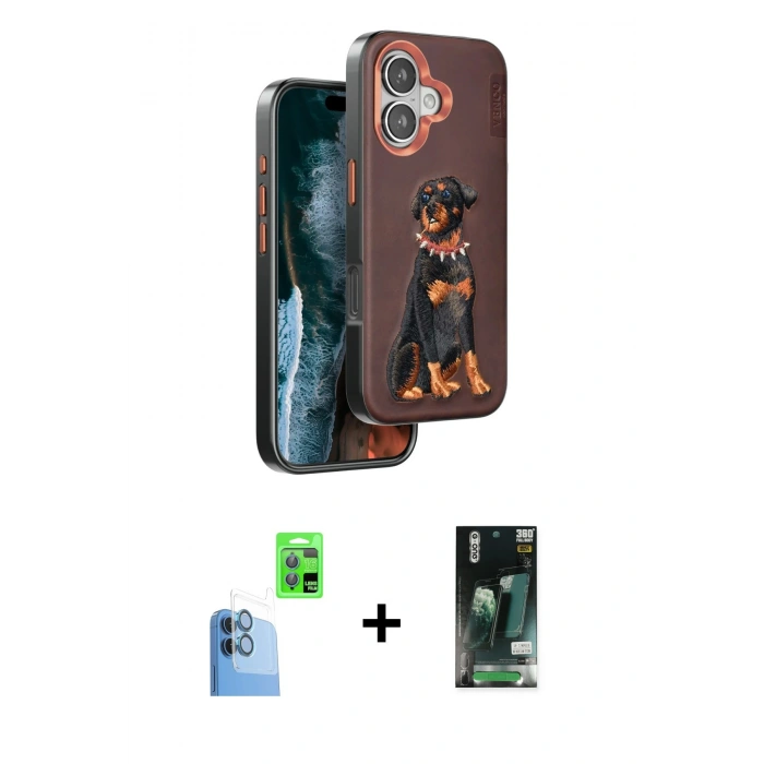 MARSİLYAN™- iPhone 16 Kılıf Nova Form Koleksiyonu - Siyah 360 Mat Full Body Arka Koruyucu + Raze Metal Kamera Lens - LT