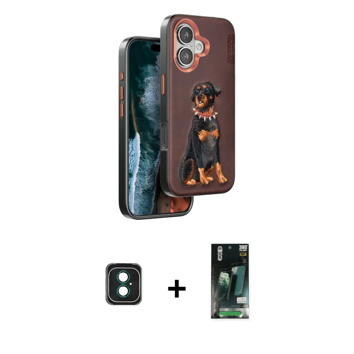 MARSİLYAN™- iPhone 16 Kılıf Nova Form Koleksiyonu - Siyah 360 Mat Full Body Arka Koruyucu + PVD Metal Kamera Lens - YL