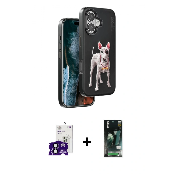 MARSİLYAN™- iPhone 16 Kılıf Nova Form Koleksiyonu - Siyah 360 Mat Full Body Arka Koruyucu + Bilvis Titan Kamera Lens - SH