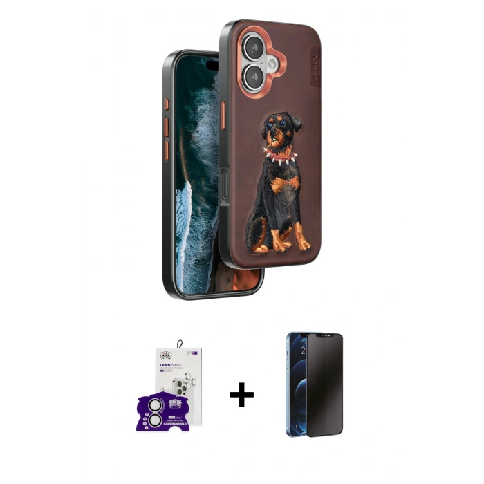 MARSİLYAN™- iPhone 16 Kılıf Nova Form Koleksiyonu - Siyah 3D Antistatik Hayalet Cam Ekran Koruyucu + Bilvis Titan Kamera Lens - GS