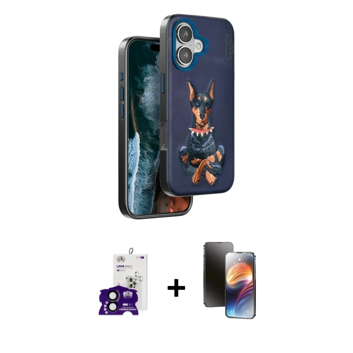 MARSİLYAN™- iPhone 16 Kılıf Nova Form Koleksiyonu - Siyah 3D Antistatik Mat Seramik Nano Ekran Koruyucu + Bilvis Titan Kamera Lens - SH