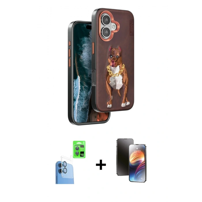 MARSİLYAN™- iPhone 16 Kılıf Nova Form Koleksiyonu - Siyah 3D Antistatik Mat Seramik Nano Ekran Koruyucu + Raze Metal Kamera Lens - LT
