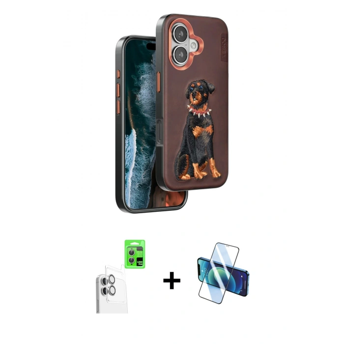 MARSİLYAN™- iPhone 16 Kılıf Nova Form Koleksiyonu - Siyah 3D Antistatik Seramik Nano Ekran Koruyucu + Raze Metal Kamera Lens - BZ