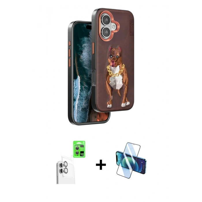 MARSİLYAN™- iPhone 16 Kılıf Nova Form Koleksiyonu - Siyah 3D Antistatik Seramik Nano Ekran Koruyucu + Raze Metal Kamera Lens - BZ