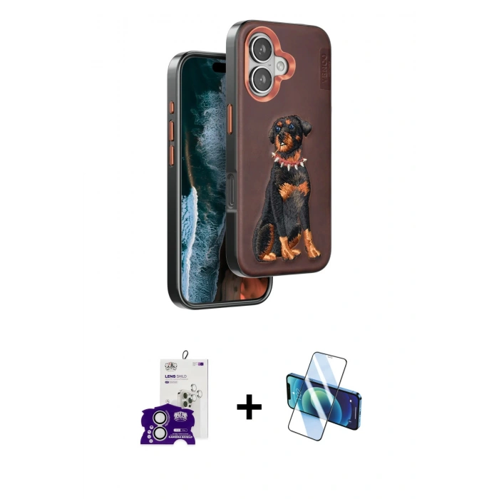 MARSİLYAN™- iPhone 16 Kılıf Nova Form Koleksiyonu - Siyah 3D Antistatik Seramik Nano Ekran Koruyucu + Bilvis Titan Kamera Lens - GS