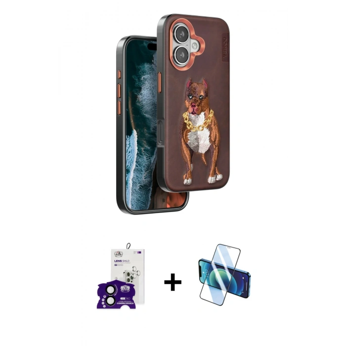 MARSİLYAN™- iPhone 16 Kılıf Nova Form Koleksiyonu - Siyah 3D Antistatik Seramik Nano Ekran Koruyucu + Bilvis Titan Kamera Lens - SH