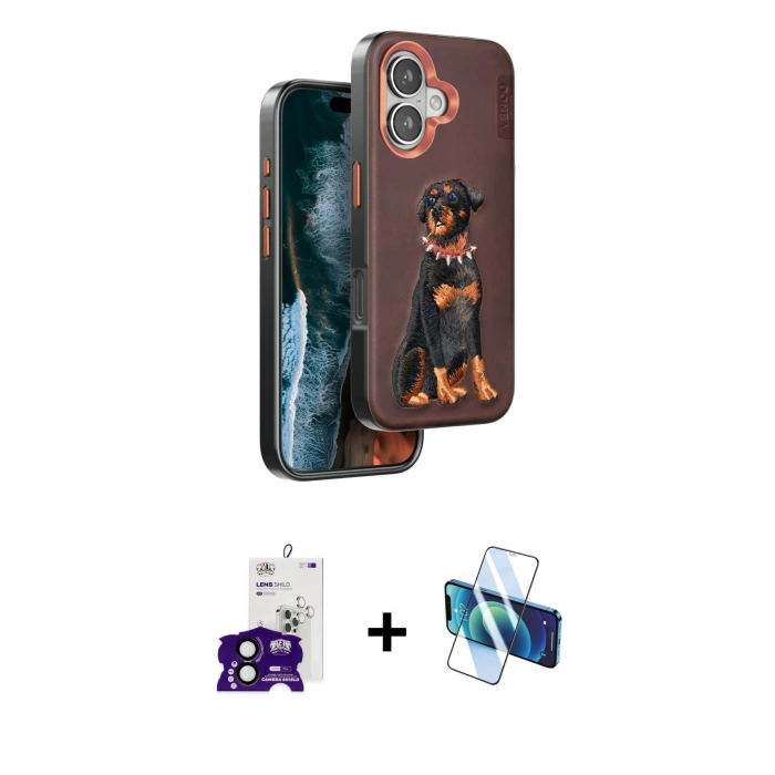 MARSİLYAN™- iPhone 16 Kılıf Nova Form Koleksiyonu - Siyah 3D Antistatik Seramik Nano Ekran Koruyucu + Bilvis Titan Kamera Lens - SH