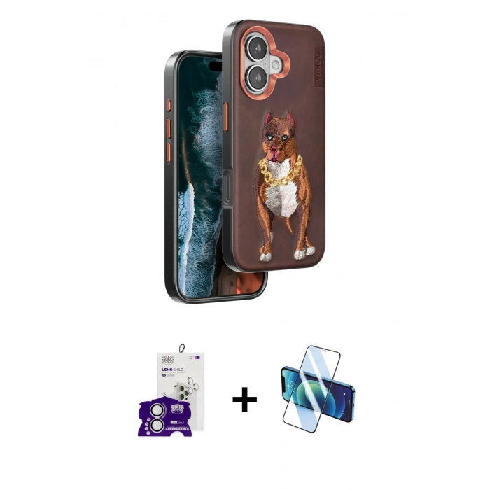MARSİLYAN™- iPhone 16 Kılıf Nova Form Koleksiyonu - Siyah 3D Antistatik Seramik Nano Ekran Koruyucu + Bilvis Titan Kamera Lens - GS
