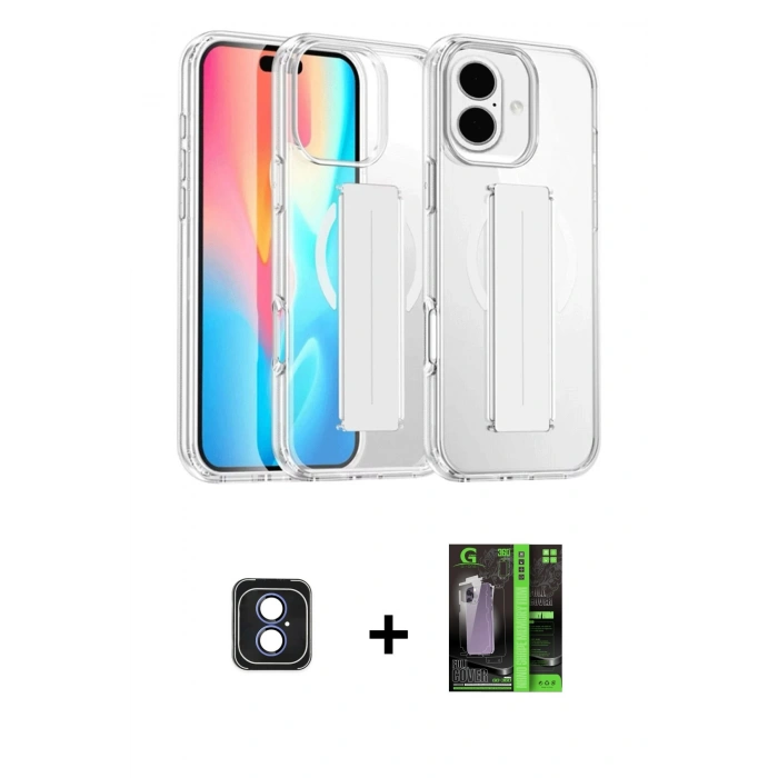 MARSİLYAN™- iPhone 16 Kılıf Nova Işık Koleksiyonu - Şeffaf 360 Full Body Arka Koruyucu + PVD Metal Kamera Lens - MI