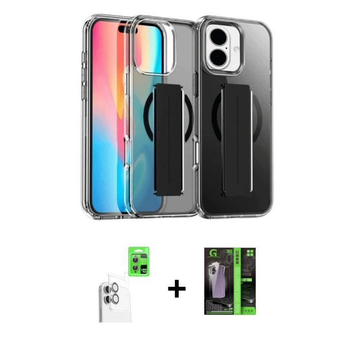 MARSİLYAN™- iPhone 16 Kılıf Nova Işık Koleksiyonu - Şeffaf 360 Full Body Arka Koruyucu + Raze Metal Kamera Lens - BZ