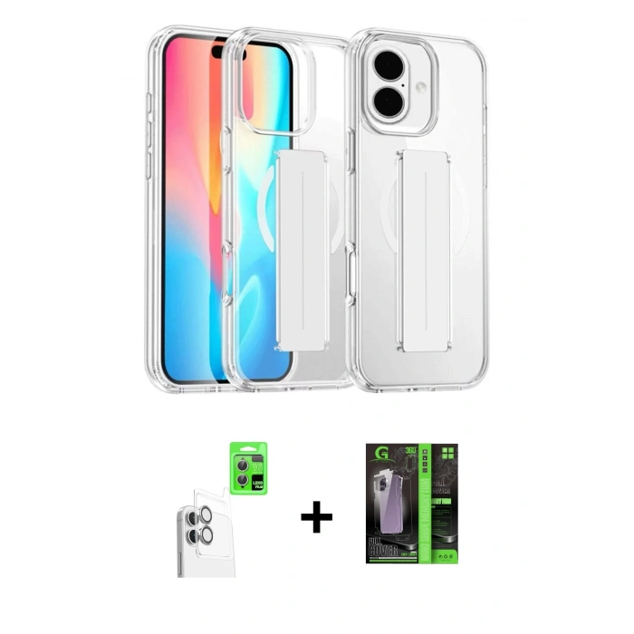 MARSİLYAN™- iPhone 16 Kılıf Nova Işık Koleksiyonu - Şeffaf 360 Full Body Arka Koruyucu + Raze Metal Kamera Lens - BZ